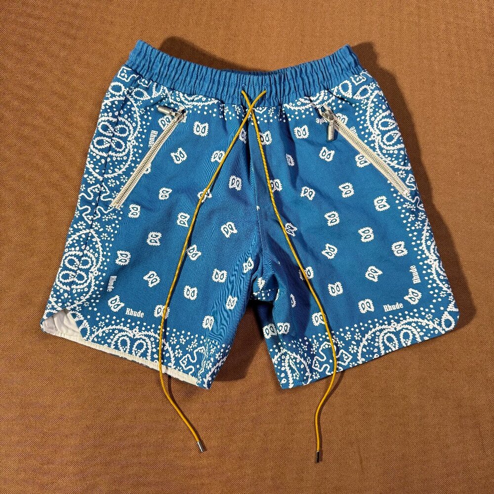 RHUDE Bandana Shorts Marine Blue | Size Medium
